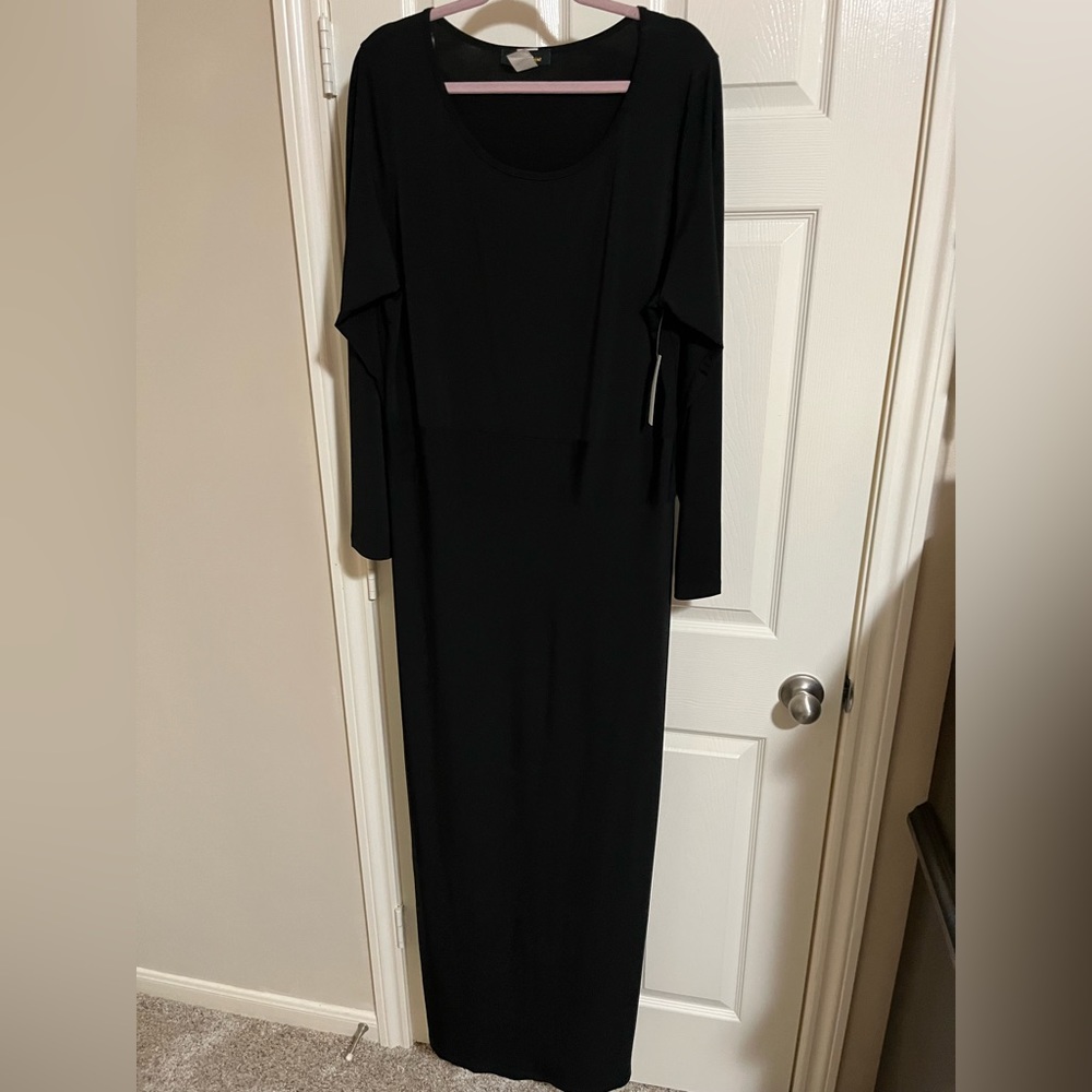 Black stretch full length formal dress